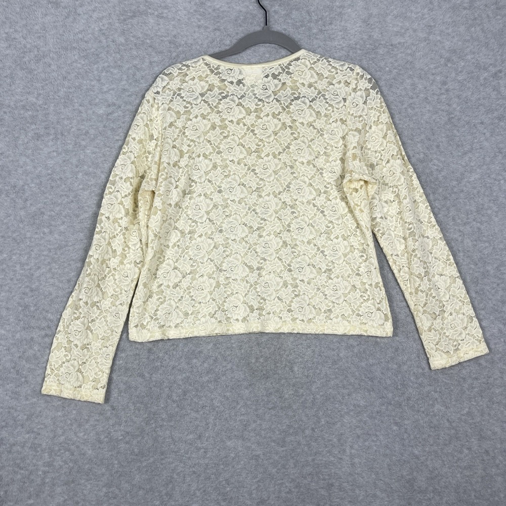 VTG Laura Ashley Lace Blouse Ivory Womens L Sheer Victorian Cottagecore - Picture 3 of 8